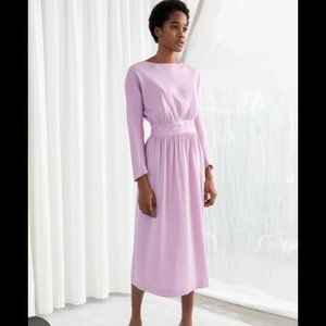 Capsule Collection & Other Stories Rose Pink Long Sleeve Satin Dress